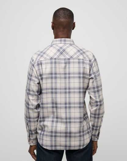 Cloud Flannel Plaid Button-Up