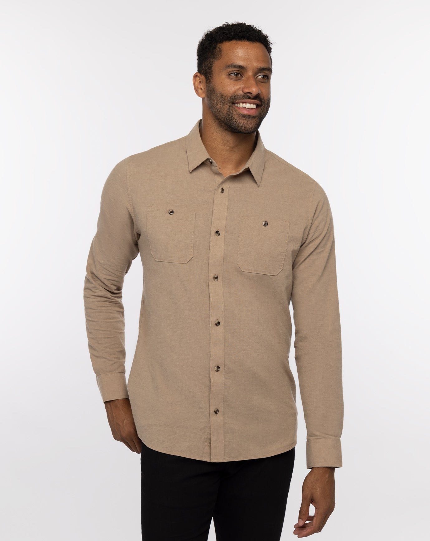 Cloud Flannel Button-Up