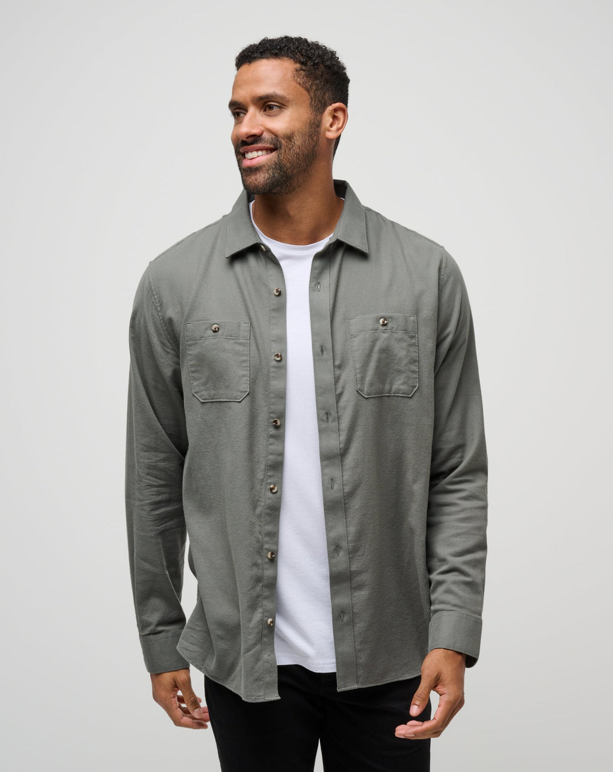 Cloud Flannel Button-Up