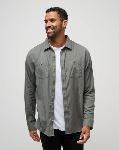 Cloud Flannel Button-Up