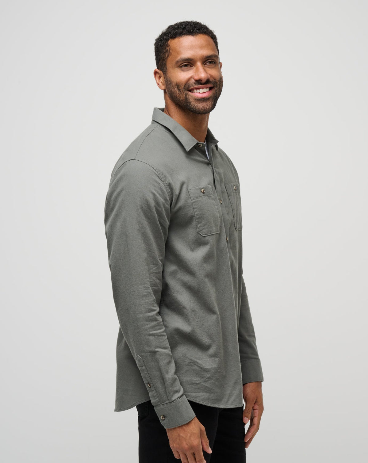 Cloud Flannel Button-Up
