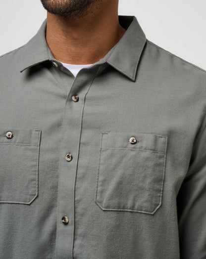 Cloud Flannel Button-Up