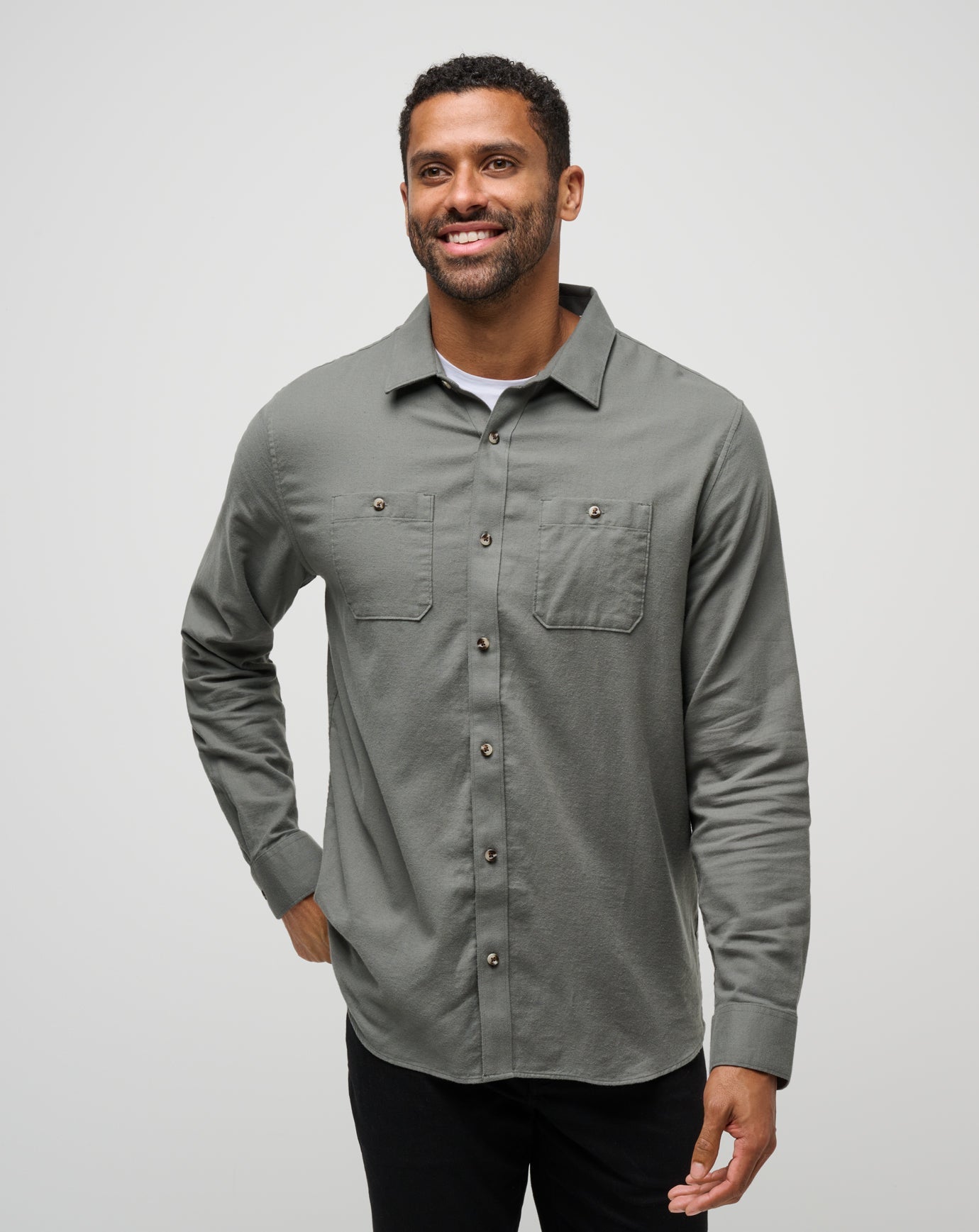 Cloud Flannel Button-Up