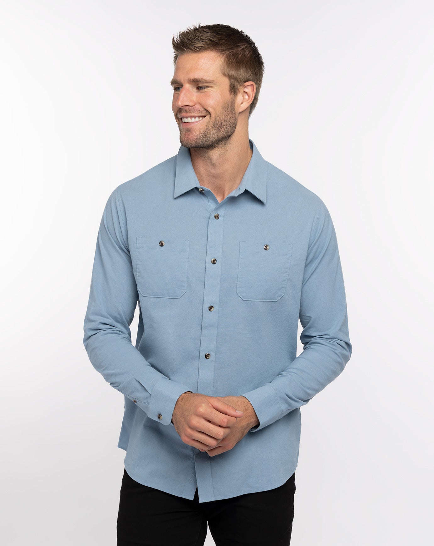 Cloud Flannel Button-Up
