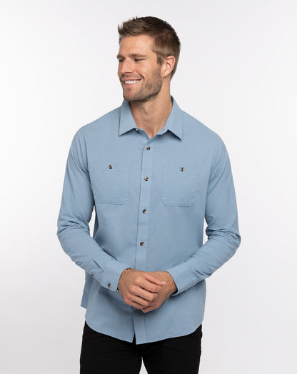 Cloud Flannel Button-Up