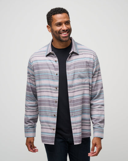 Cloud Flannel Stripe Button-Up