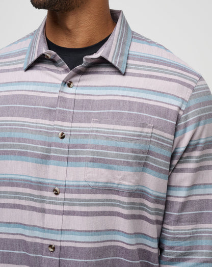 Cloud Flannel Stripe Button-Up