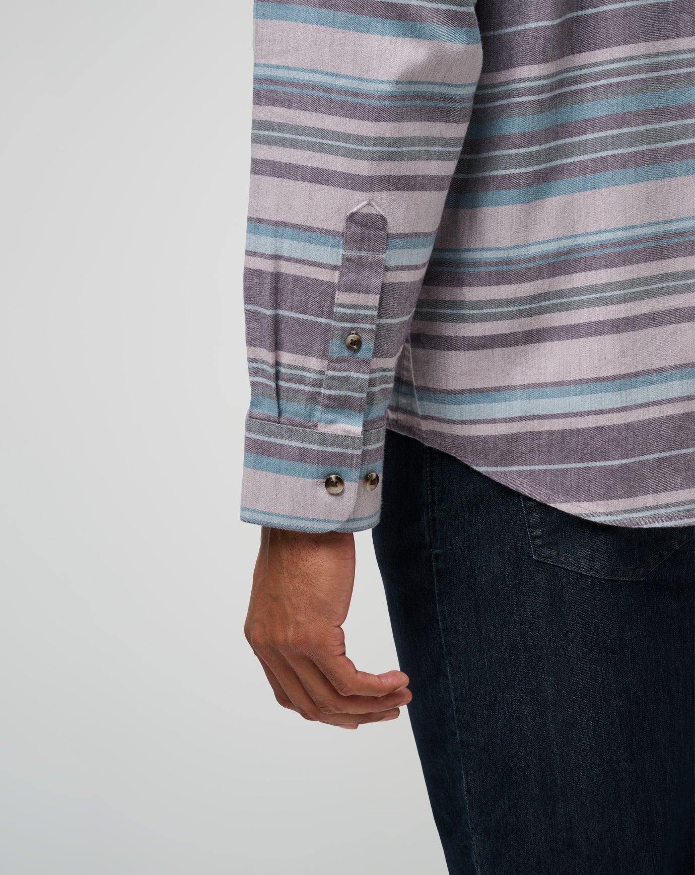 Cloud Flannel Stripe Button-Up