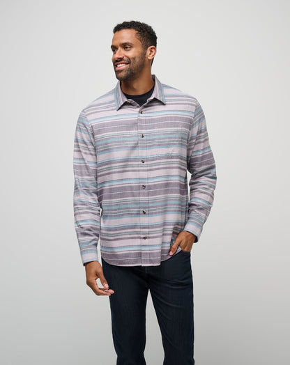 Cloud Flannel Stripe Button-Up