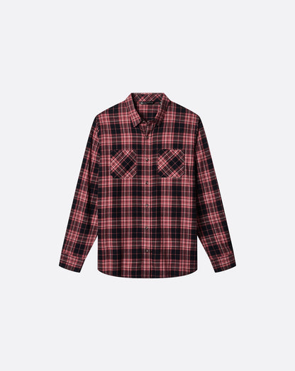 Cloud Flannel Plaid Button-Up