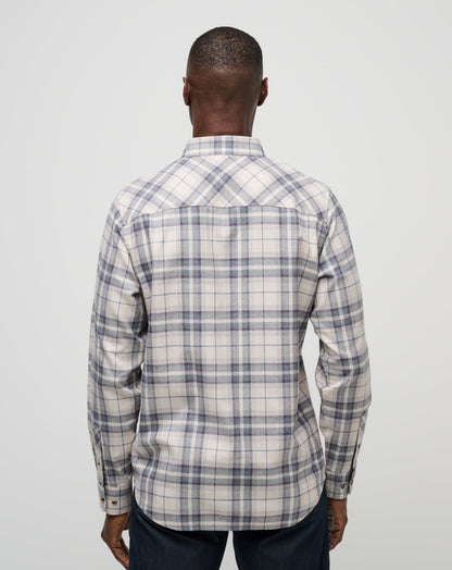 Cloud Flannel Plaid Button-Up