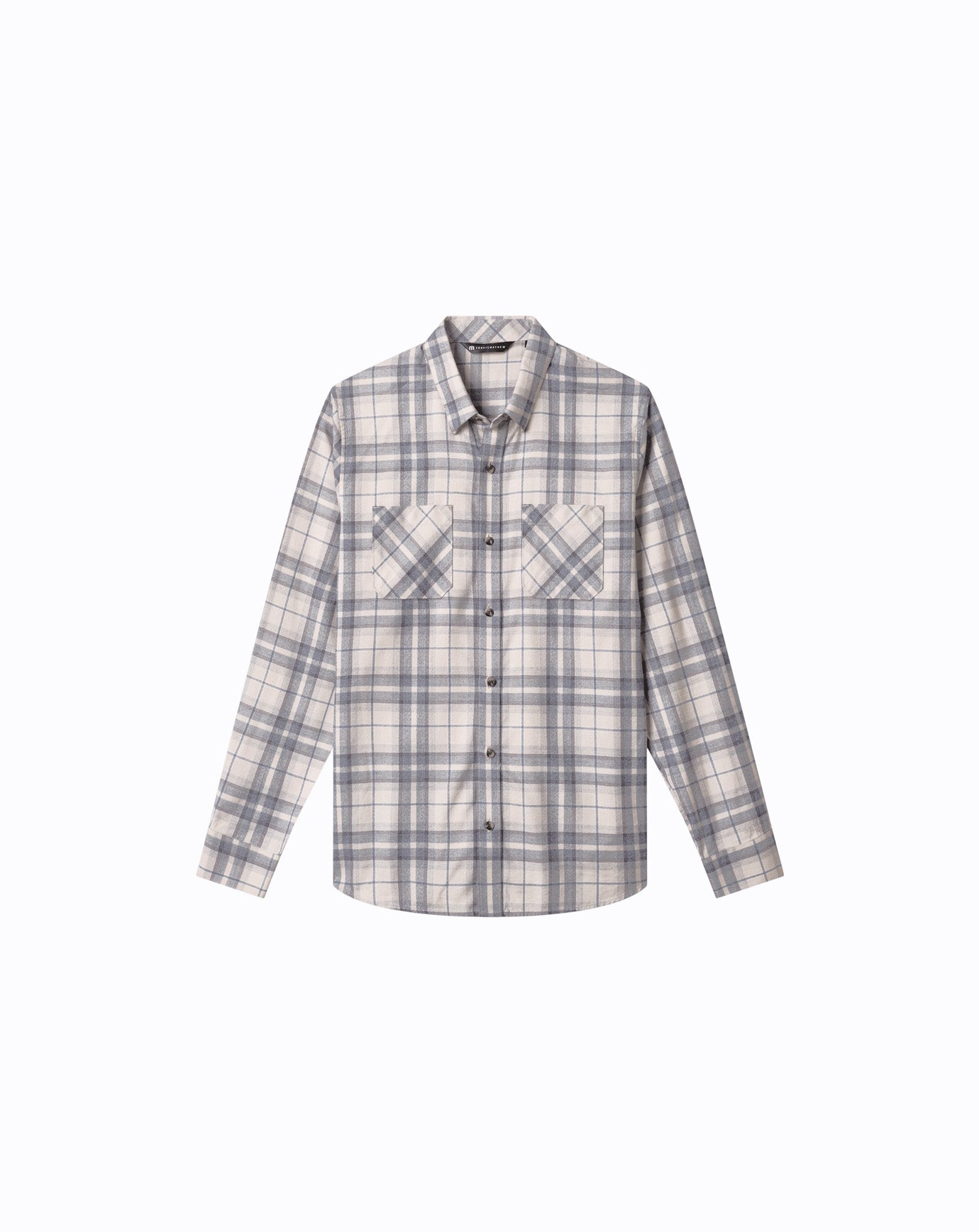 Cloud Flannel Plaid Button-Up