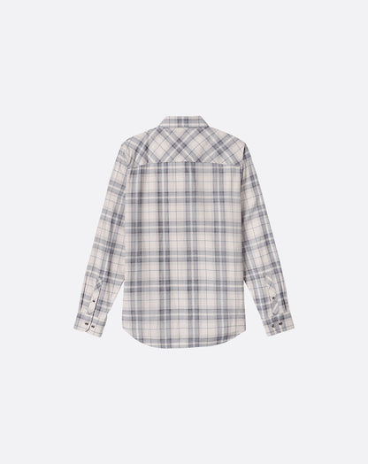 Cloud Flannel Plaid Button-Up