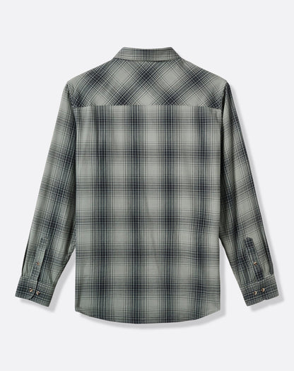 Cloud Flannel Plaid Button-Up