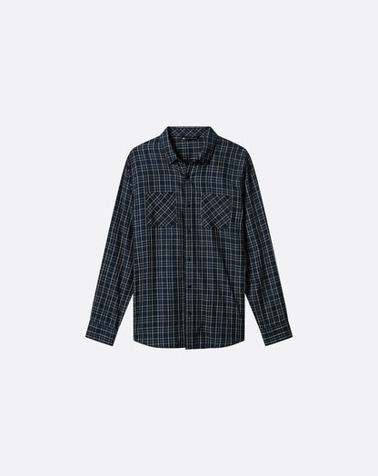 Cloud Flannel Plaid Button-Up