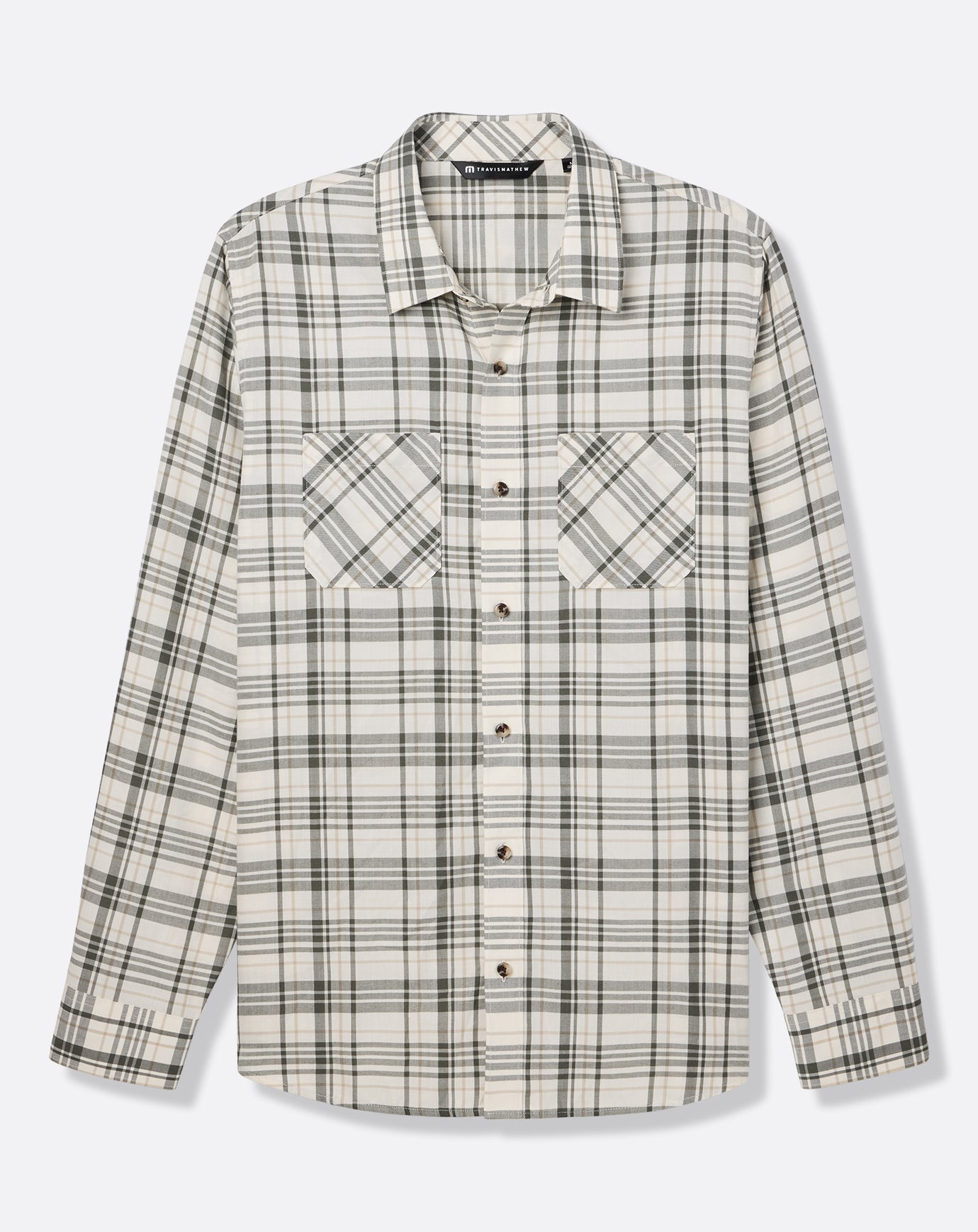 Cloud Flannel Plaid Button-Up
