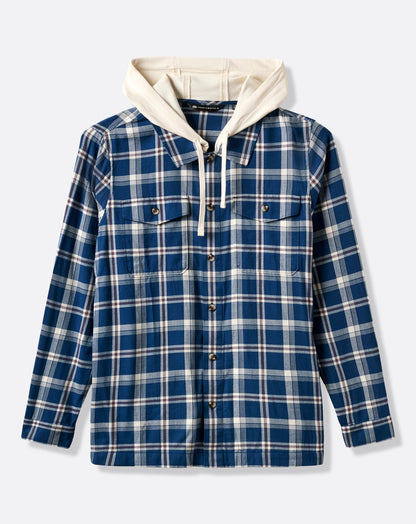 Cloud Flannel Hooded Button-Up