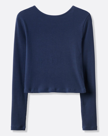 Cloud Rib Long Sleeve Button Top