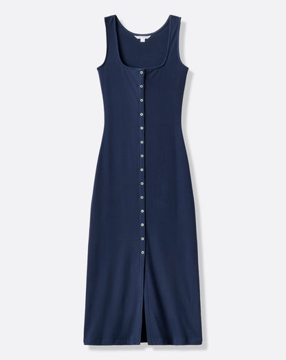 Cloud Rib Button Tank Dress