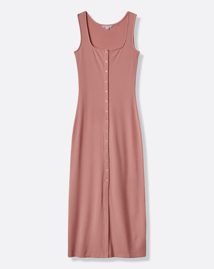 Cloud Rib Button Tank Dress