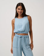 Chambray Ruched Tank