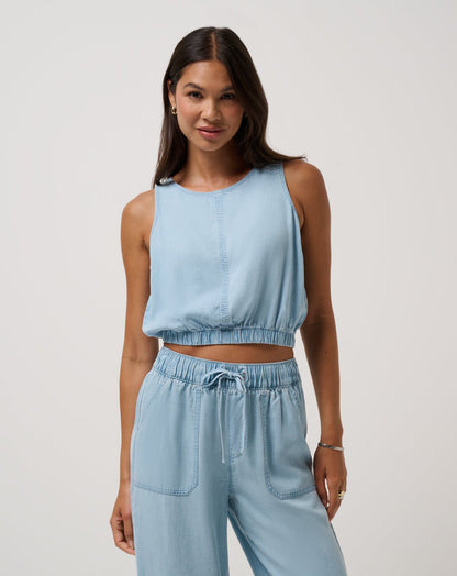 Chambray Ruched Tank