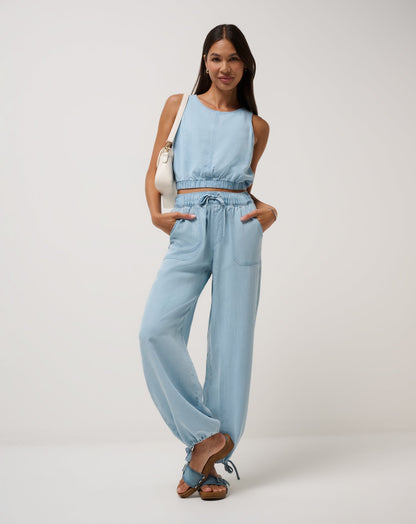 Chambray Tie Jogger