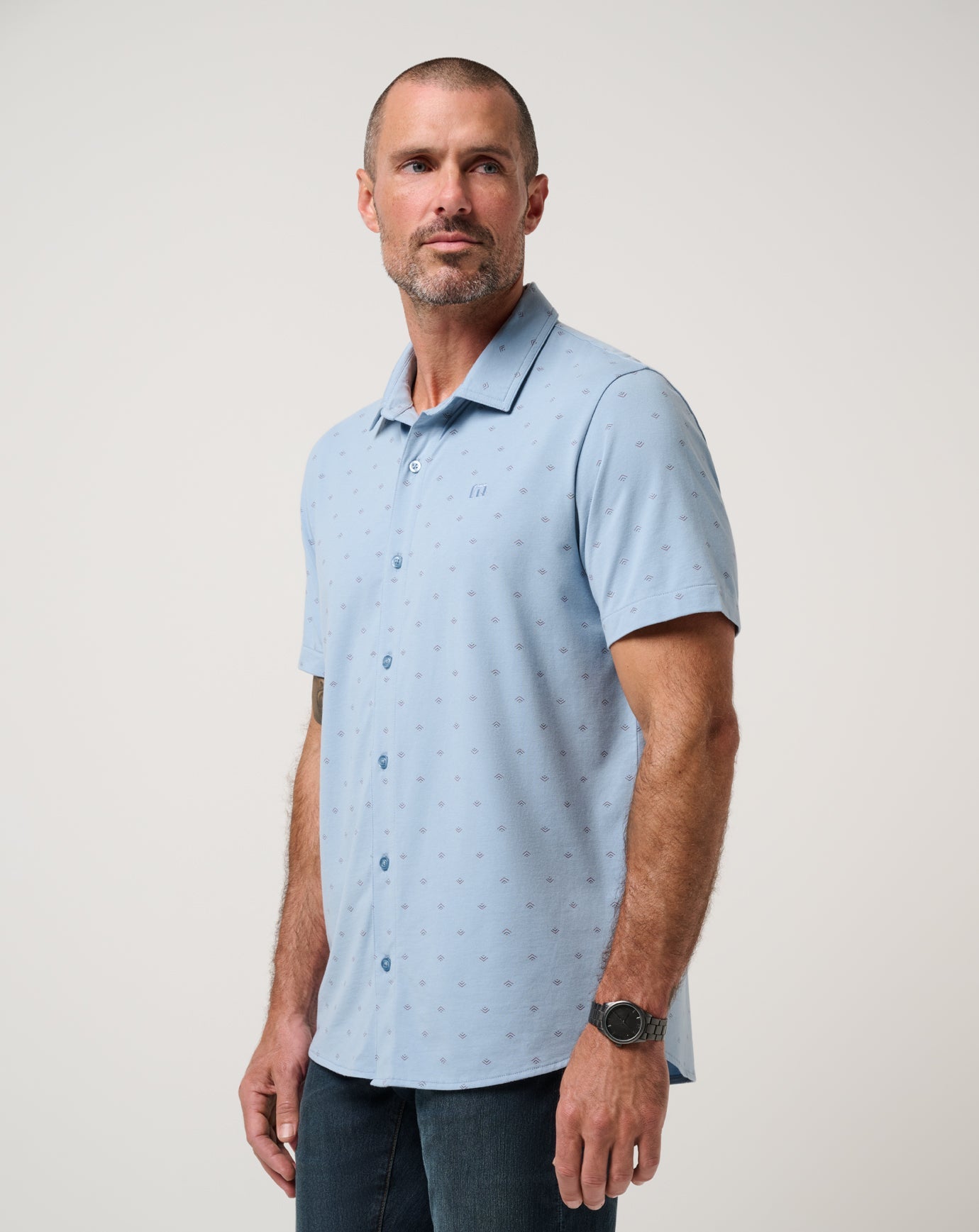 Comfortknit Geo Button-Up